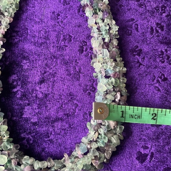 Handcrafted Multicolor Women's Fluorite Crochet Collar Neckace - Picture 6 of 7